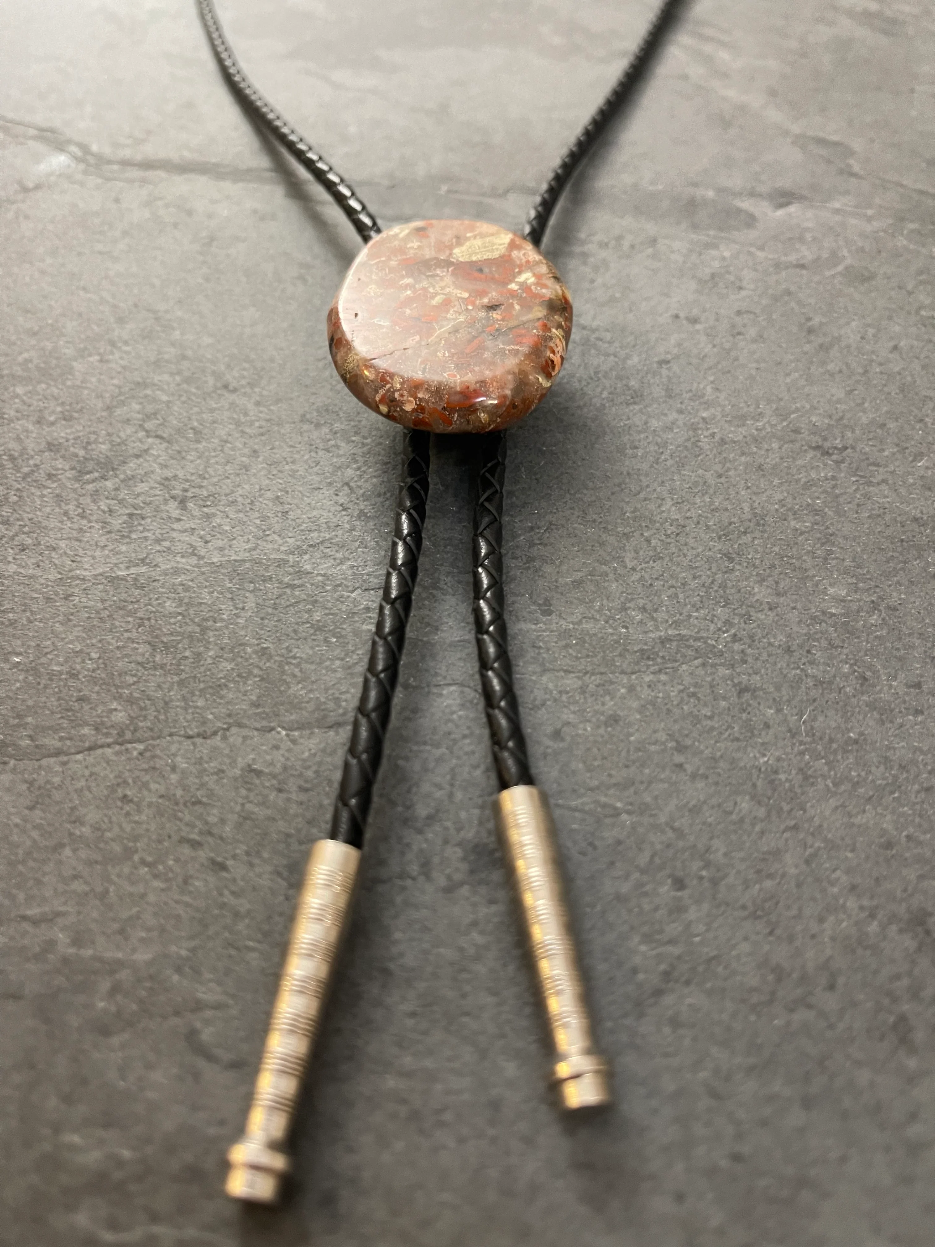 Brush Strokes – Brecciated Red Jasper Bolo Tie - Image 3