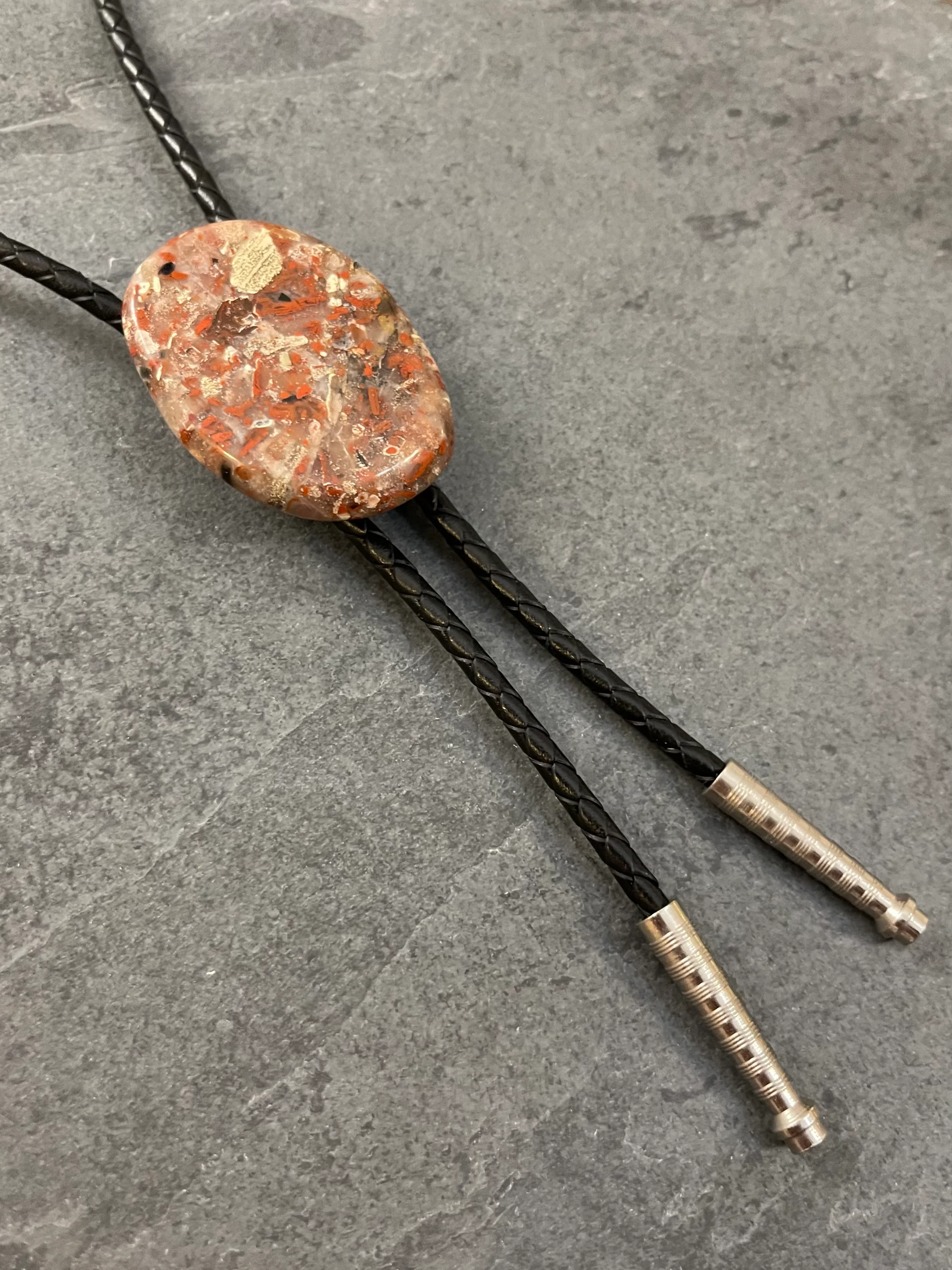 Brush Strokes – Brecciated Red Jasper Bolo Tie - Image 4