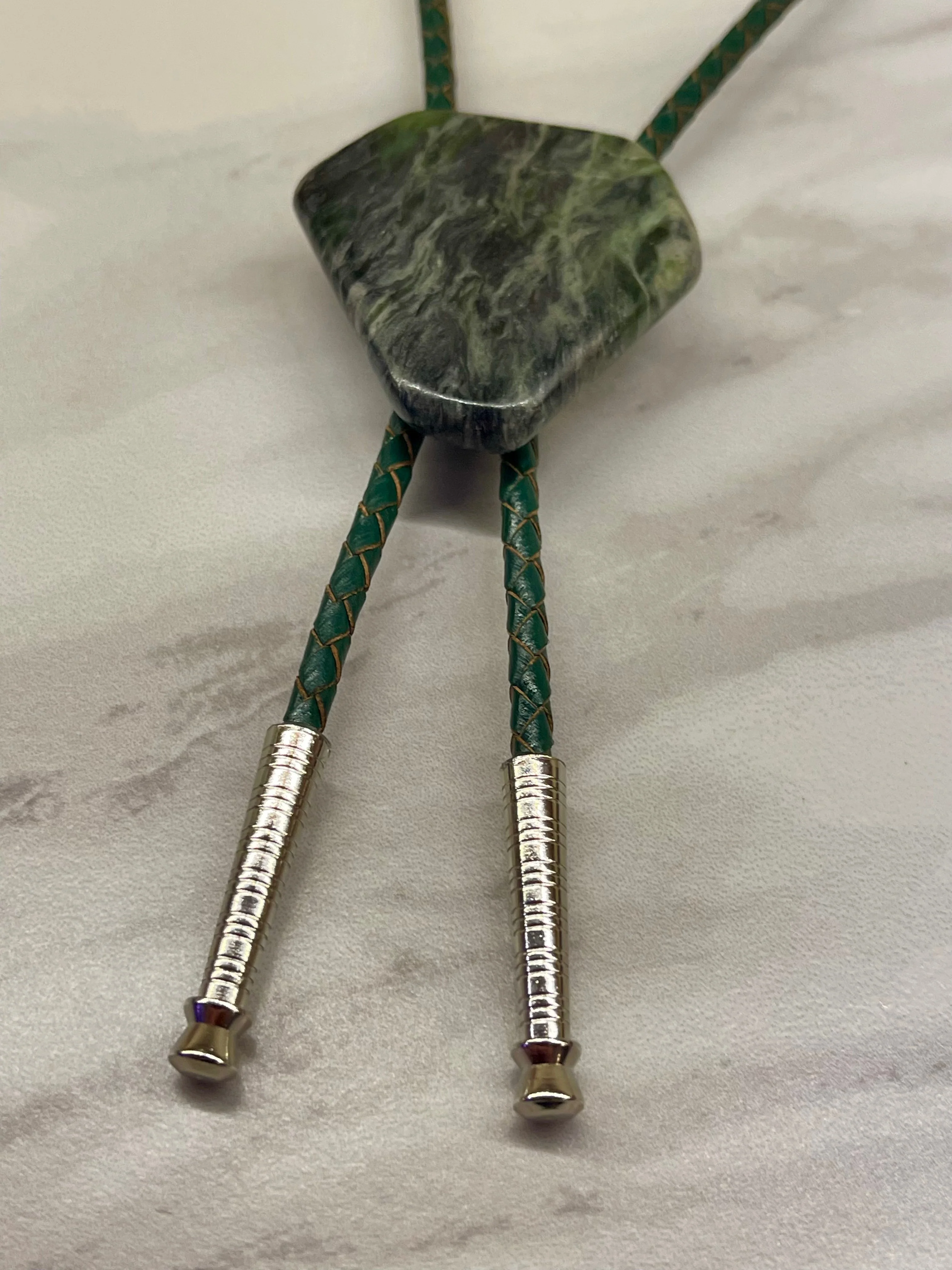 Mossbound Peak – Green Jade Bolo Tie - Image 3