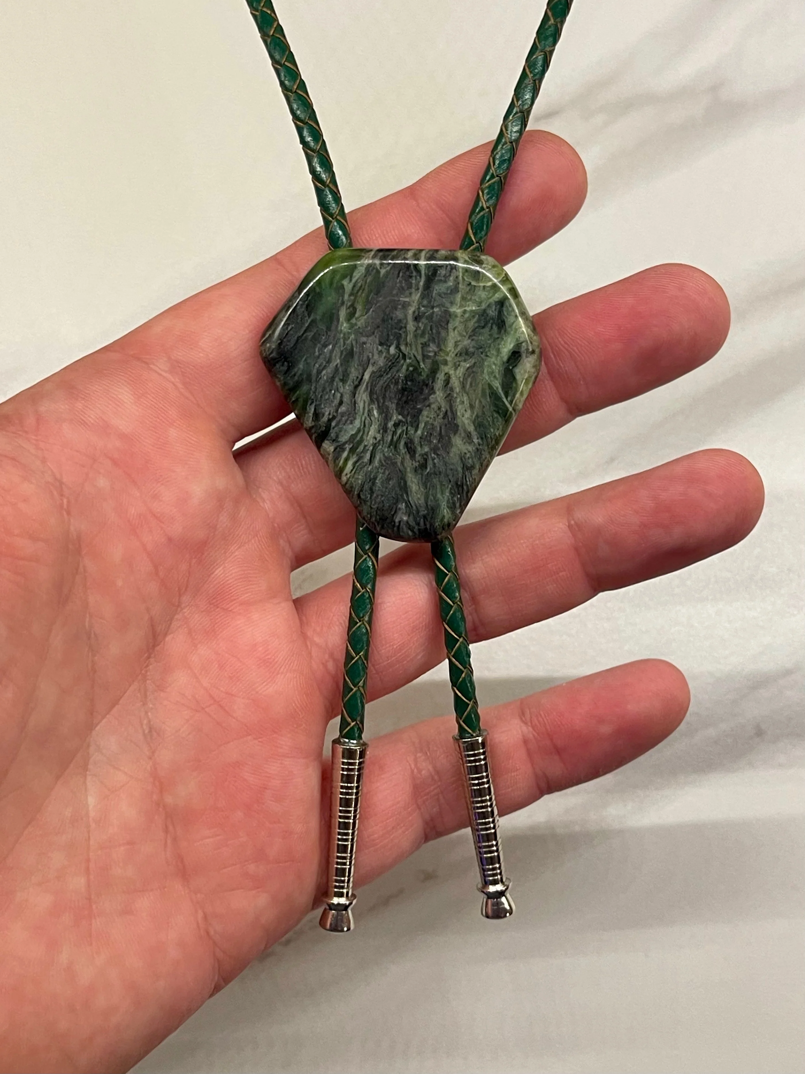 Mossbound Peak – Green Jade Bolo Tie - Image 4