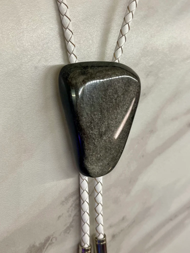 Silver Sheen Obsidian Bolo Tie - Image 3