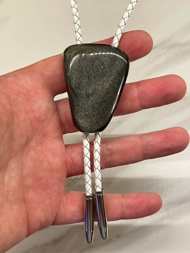Silver Sheen Obsidian Bolo Tie - Image 4