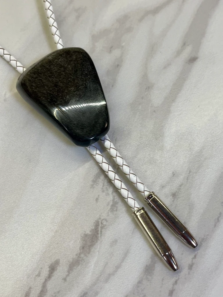 Silver Sheen Obsidian Bolo Tie - Image 5