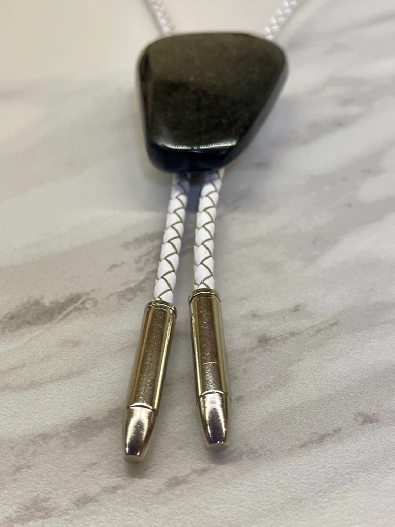 Silver Sheen Obsidian Bolo Tie - Image 6